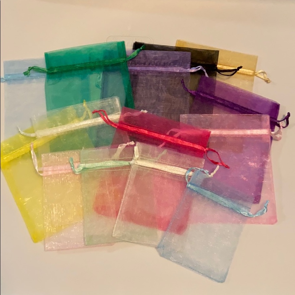 14 small organza bags - multiple colors, brand new